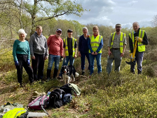 Friends of Adel Woods working on Adel Moor on 21st April 2024