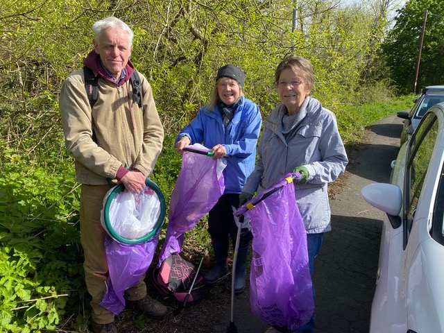Friends of Adel woods picking up litter on 21st April 2024 in Adel woods